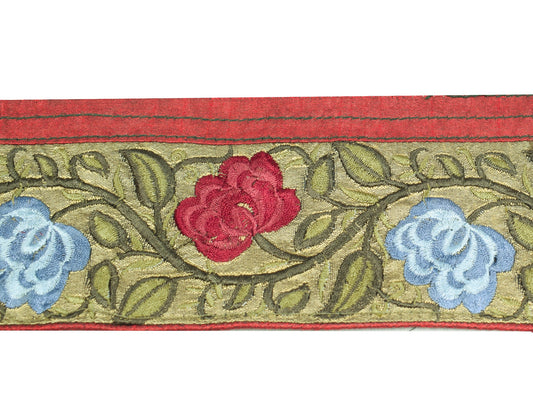 Sushila Vintage Art Silk Saree Border Indian Craft Sewing Trim Embroidered Lace