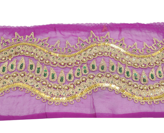 Sushila Vintage Purple Saree Border Indian Craft Sewing Trim Zari Work Ribbon