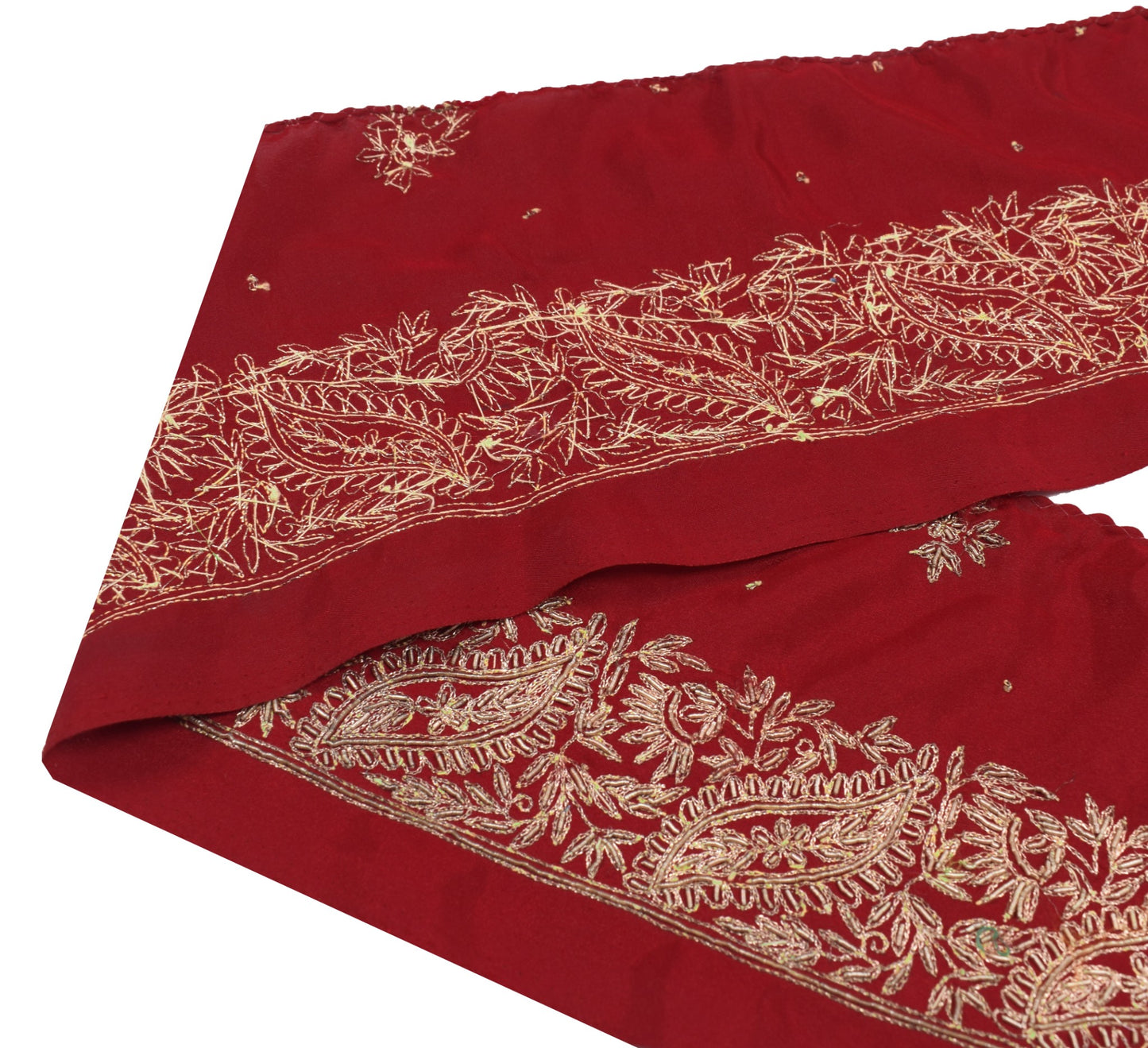 Sushila Vintage Red Silk Saree Border Zardozi Work Craft Sewing Trim Lace Ribbon