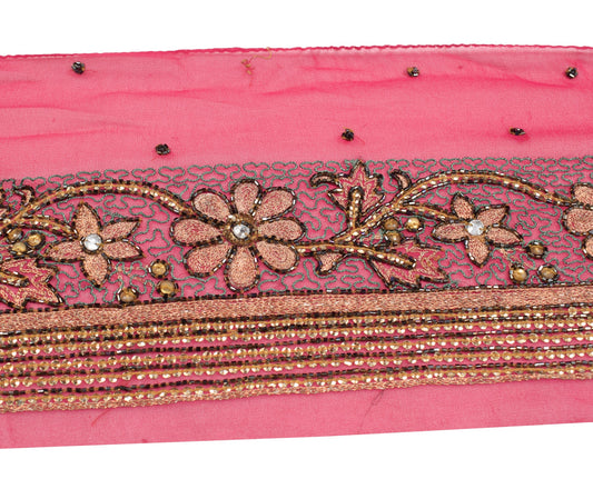 Sushila Vintage Sequins Work Saree Border Craft Sewing Trim Georgette Lace Edge