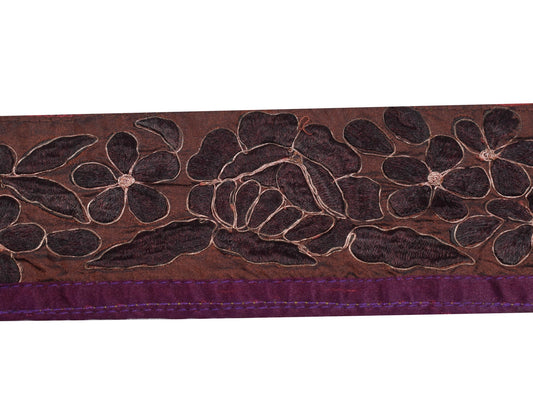 Sushila Vintage Brown Saree Border Embroidered Silk Craft Sewing Trim WORK Lace