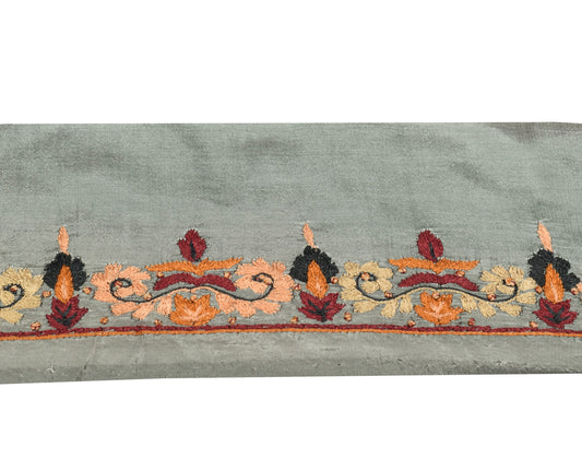 Sushila Vintage Gray Silk Saree Border Craft Sewing Trim Hand Work Lace Ribbon