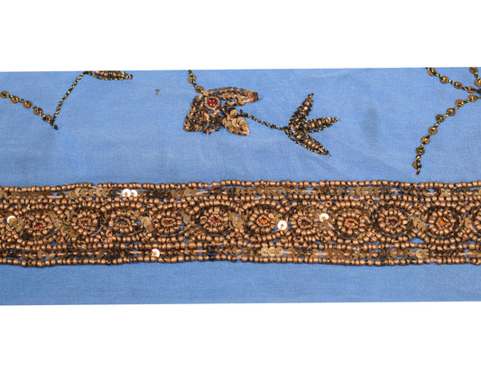 Sushila Vintage Crepe Saree Border Craft Sewing Trim Pearl Beads Embellish Lace