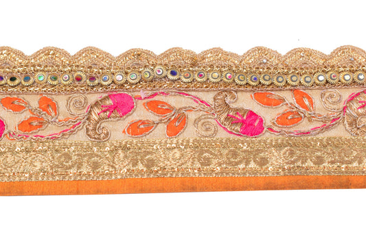 Sushila Vintage Cream Saree Embroidered Border Indian Craft Sewing Trim Ribbon