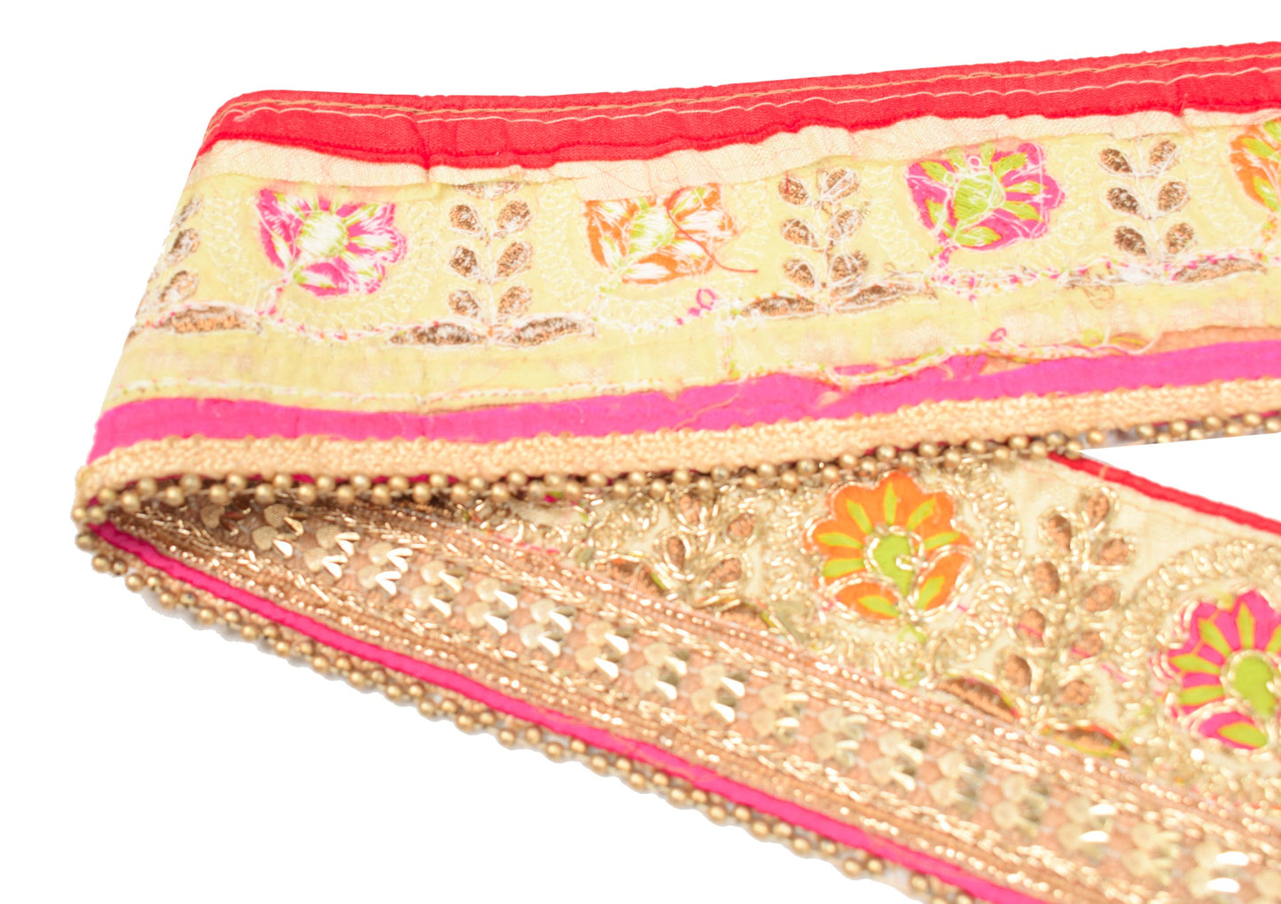 Sushila Vintage Saree Border Cream Art Silk Craft Sewing Trim Embroidered Ribbon
