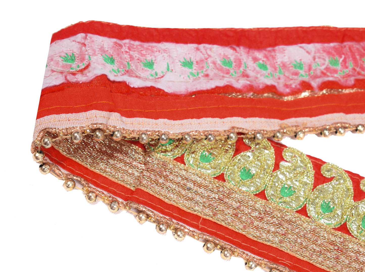 Sushila Vintage Red Saree Border Silk Indian Craft Sewing Trim Patch Work Lace