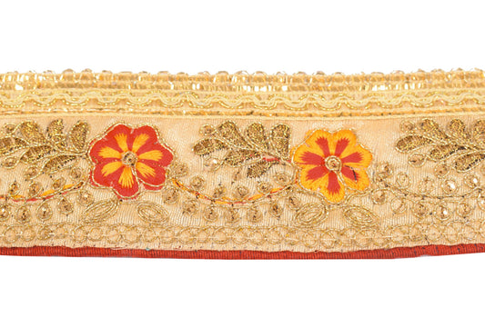 Sushila Vintage Saree Border Cream Embroidered Craft Sewing Trim Lace Ribbon