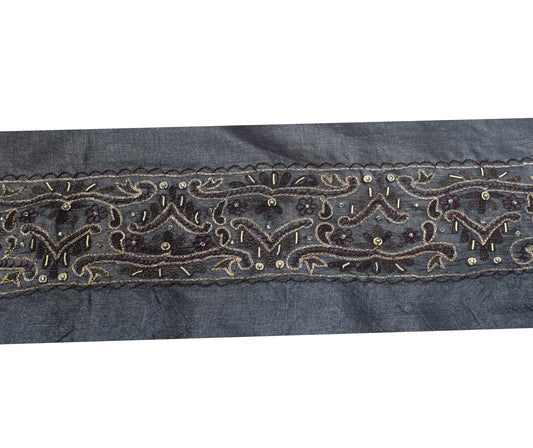 Sushila Vintage Gray Saree Border Pure Tussar Craft Sewing Trim Embroidery Lace