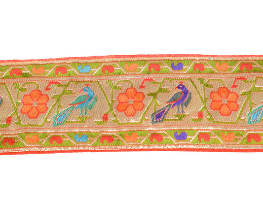 Sushila Vintage Golden Saree Border Craft Sewing Trim Art Silk Woven Lace Ribbon