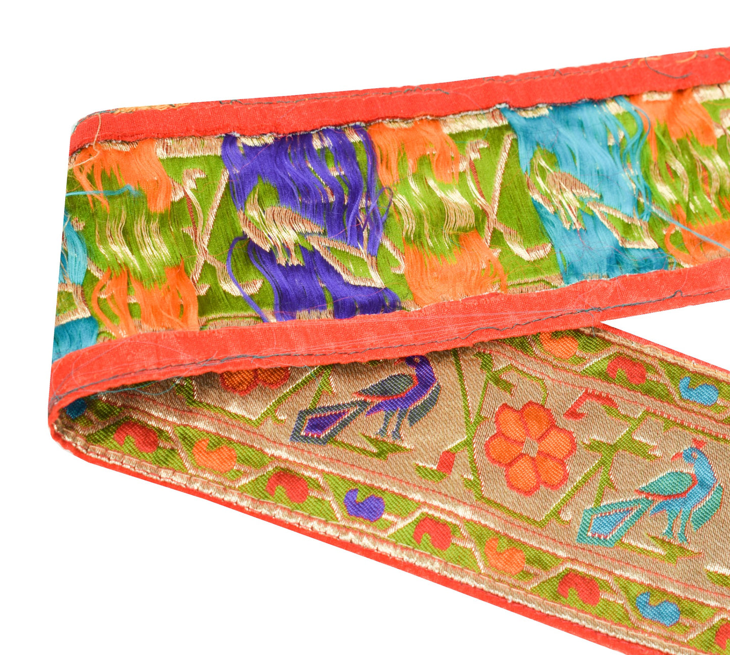 Sushila Vintage Golden Saree Border Craft Sewing Trim Art Silk Woven Lace Ribbon