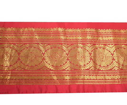 Sushila Vintage Red Saree Border Zari Woven Craft Sewing Trim Silk Lace Ribbon