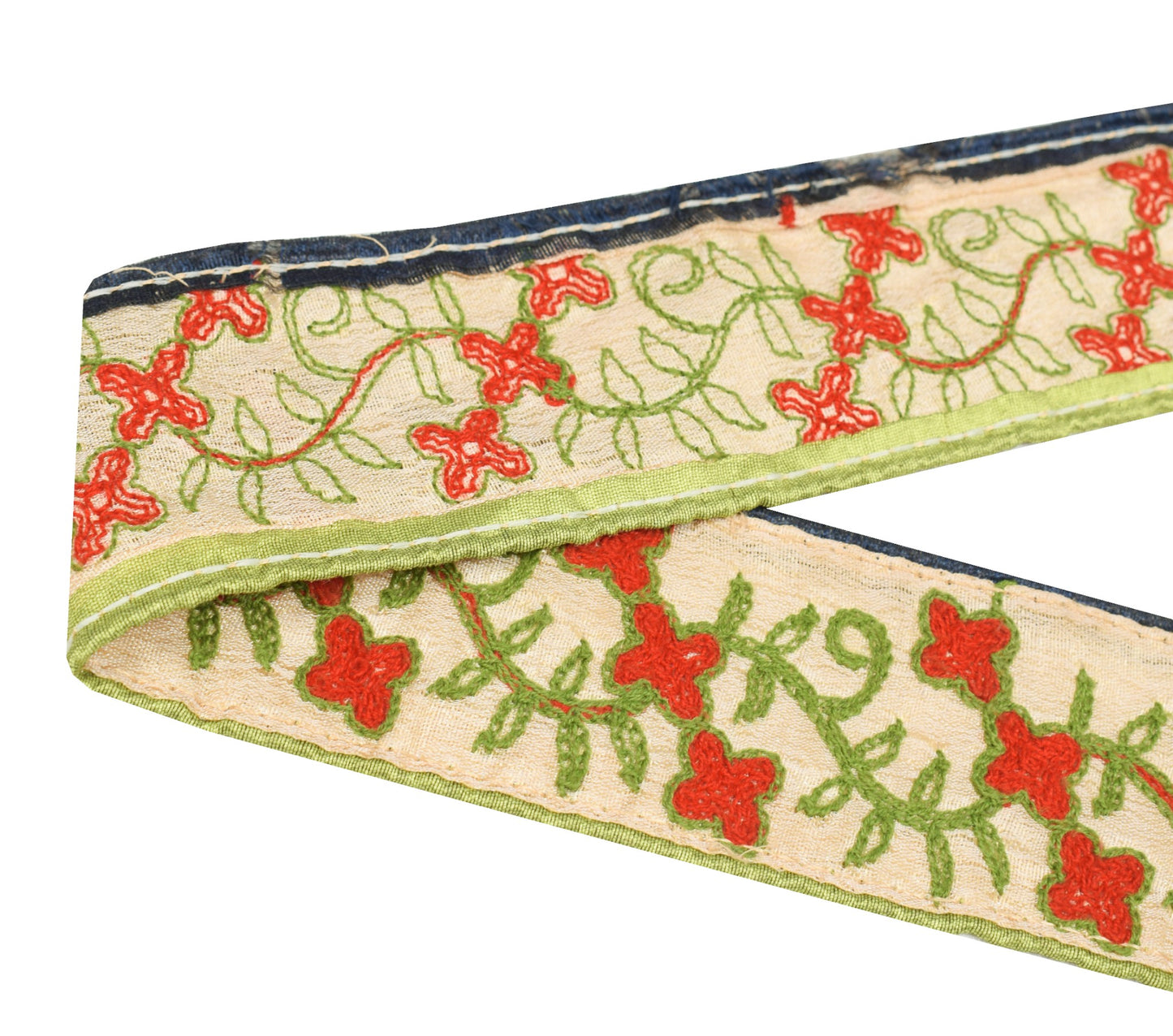 Sushila Vintage Cream Saree Border Embroidered Craft Sewing Trim Lace Ribbon