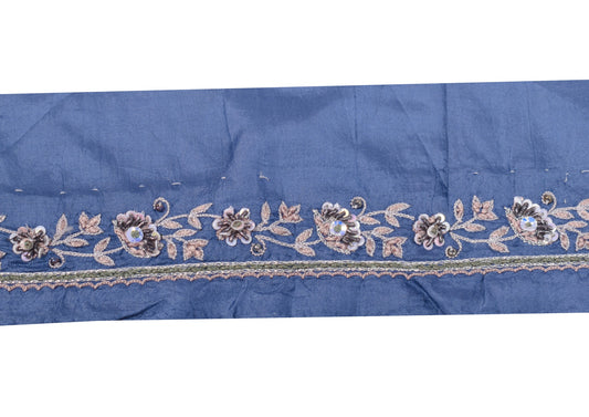 Sushila Vintage Blue Saree Border Pure Silk Handmade Craft Sewing Trim Ribbon