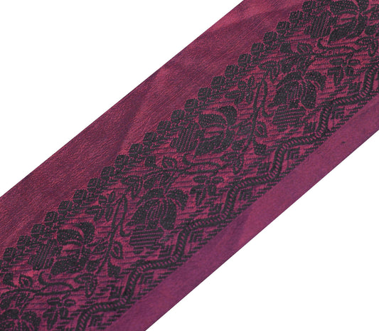 Sushila Vintage Wine Saree Border Pure Silk Woven Craft Sewing Trim Lace Ribbon