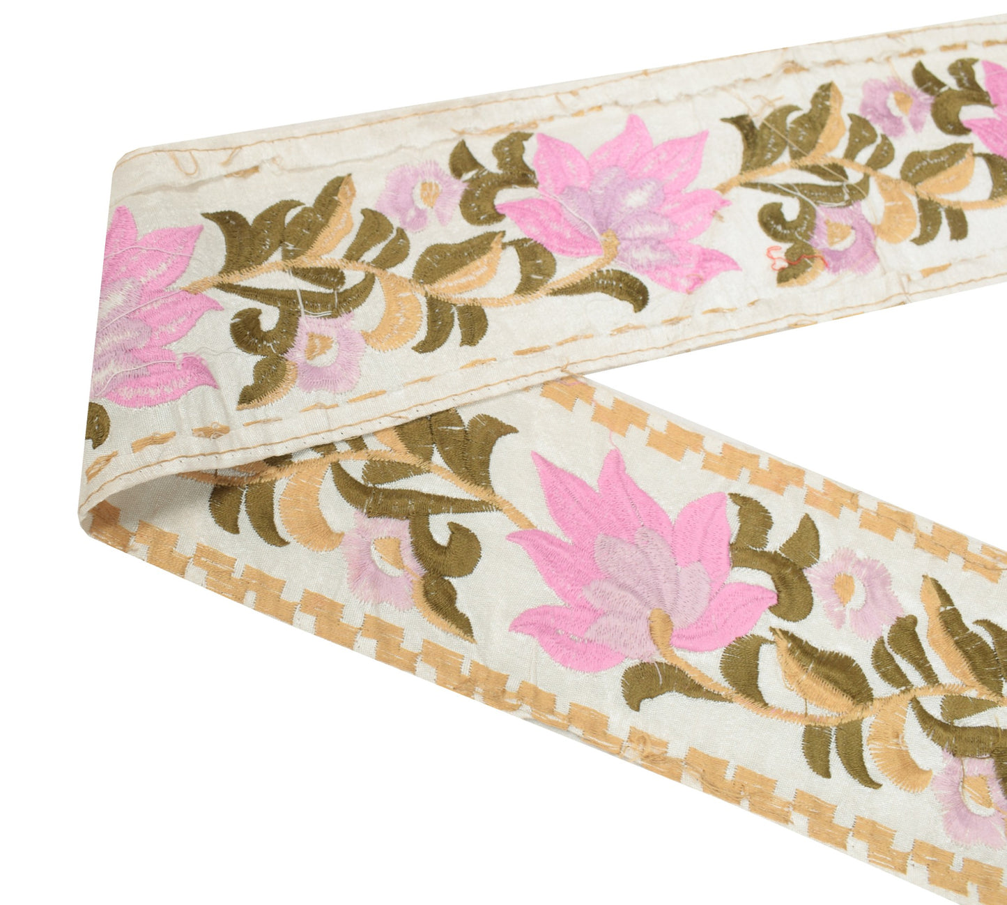 Sushila Vintage White Saree Border Floral Embroidered Craft Sewing Trim Lace