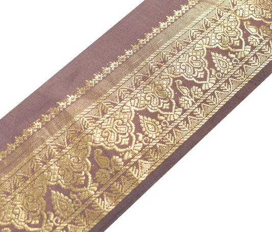 Sushila Vintage Mauve Saree Border Zari Woven Craft Sewing Trim Art Silk Ribbon