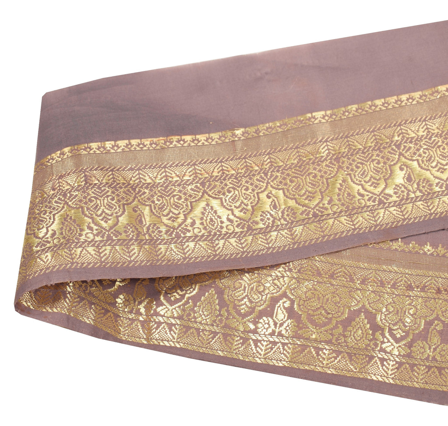 Sushila Vintage Mauve Saree Border Zari Woven Craft Sewing Trim Art Silk Ribbon