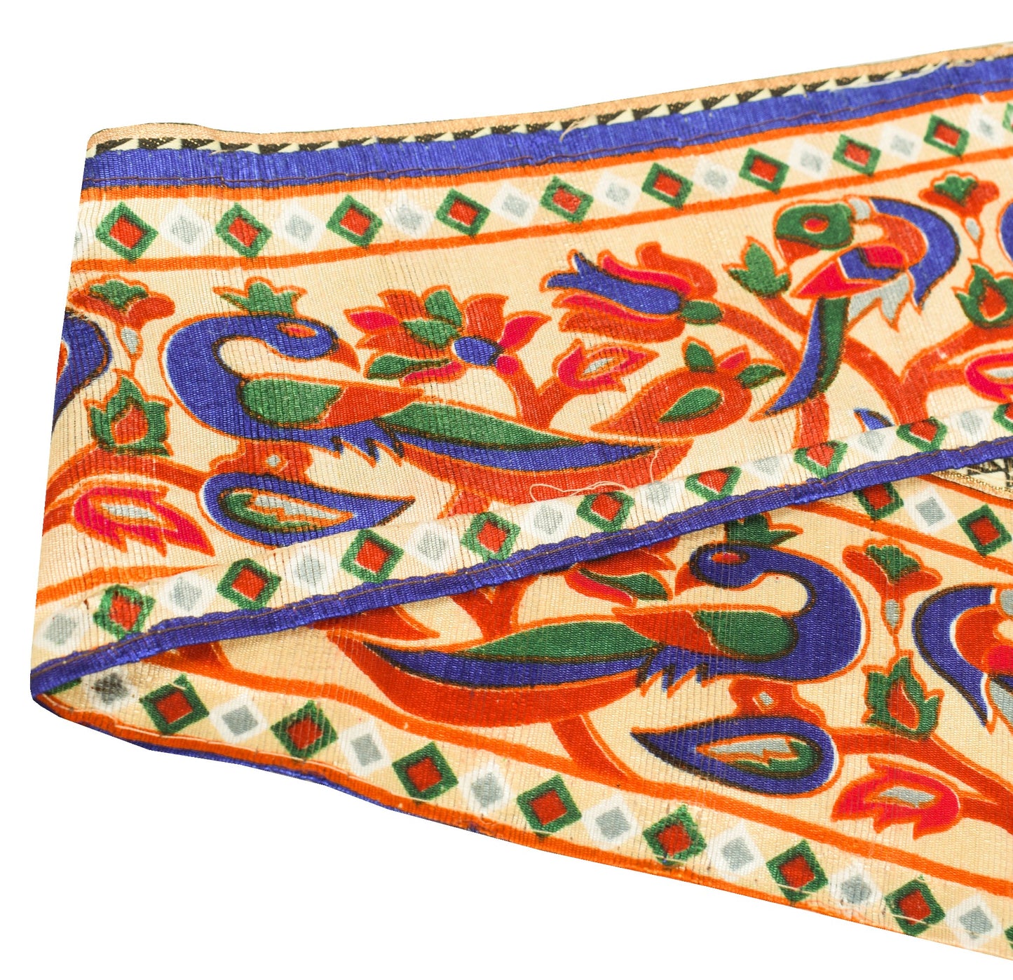 Sushila Vintage Peacock Print Saree Border Art Silk Craft SewingTrim Lace Ribbon