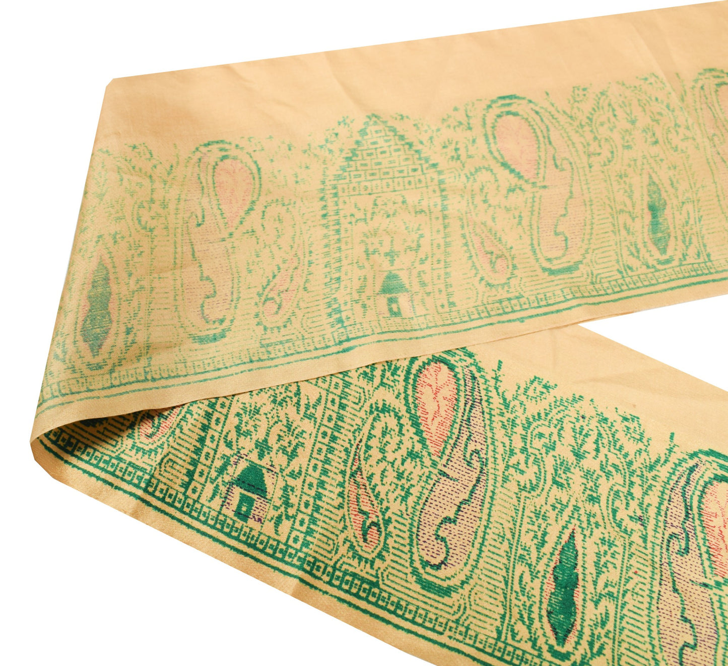 Sushila Vintage Brown Saree Border Printed Silk Craft Sewing Trim Lace Ribbon