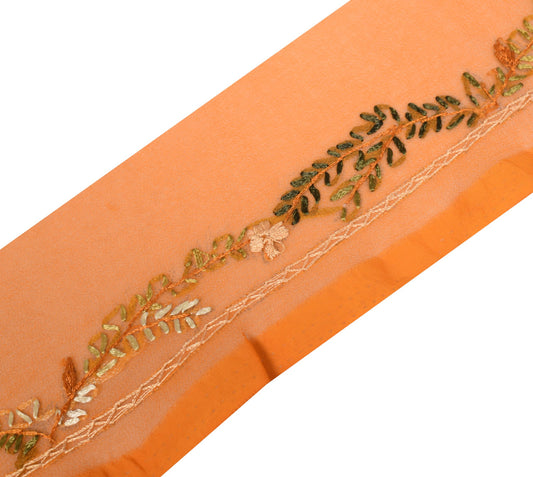 Sushila Vintage Orange Saree Border Georgette Craft Sewing Trim Handmade Ribbon