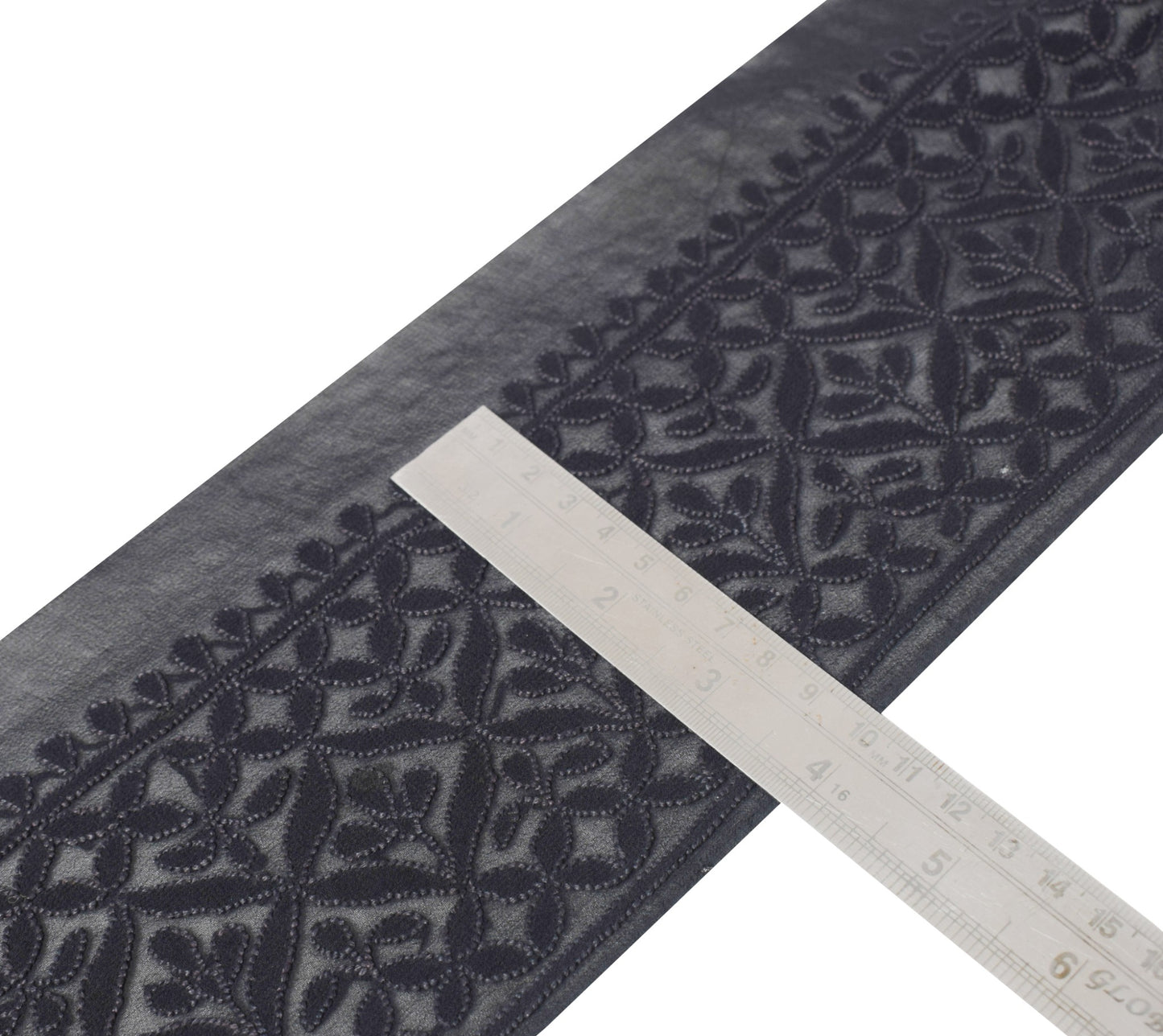 Sushila Vintage Black Saree Border Indian Craft Sewing Trim Chikankari Ribbon
