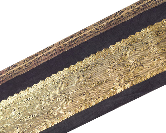 Sushila Vintage Kanjivaram Saree Border Indian Craft Sewing Trim Black Ribbon