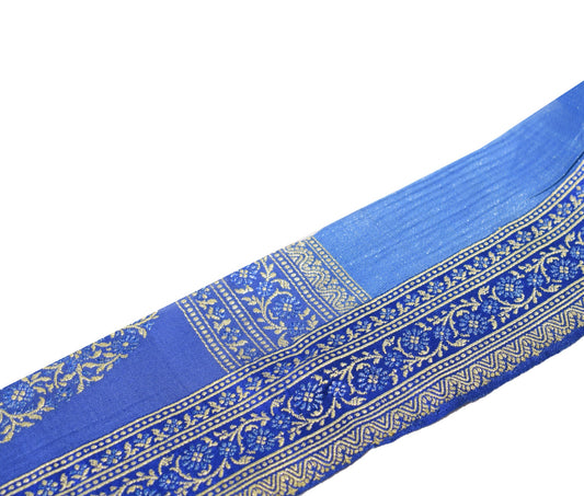 Sushila Vintage Banarasi Saree Border Indian Craft Sewing Trim Blue Lace Ribbon