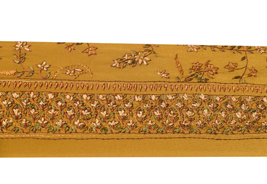 Sushila Vintage Mustard Saree Border Pure Crepe Craft Sewing Trim Lace Ribbon