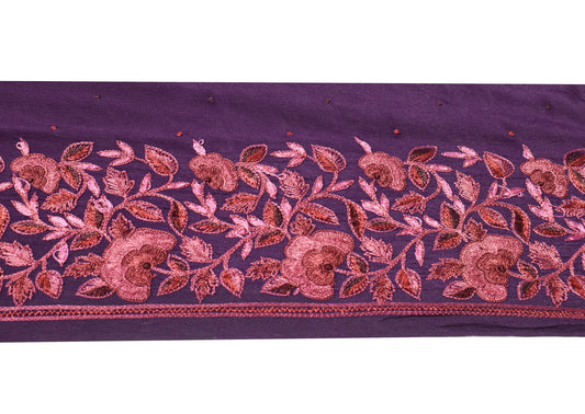 Sushila Vintage Purple Saree Border Hand Embroidered Craft Sewing Trim Lace