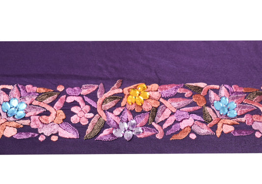 Sushila Vintage Embroidered Saree Border Indian Craft Sewing Trim Purple Lace
