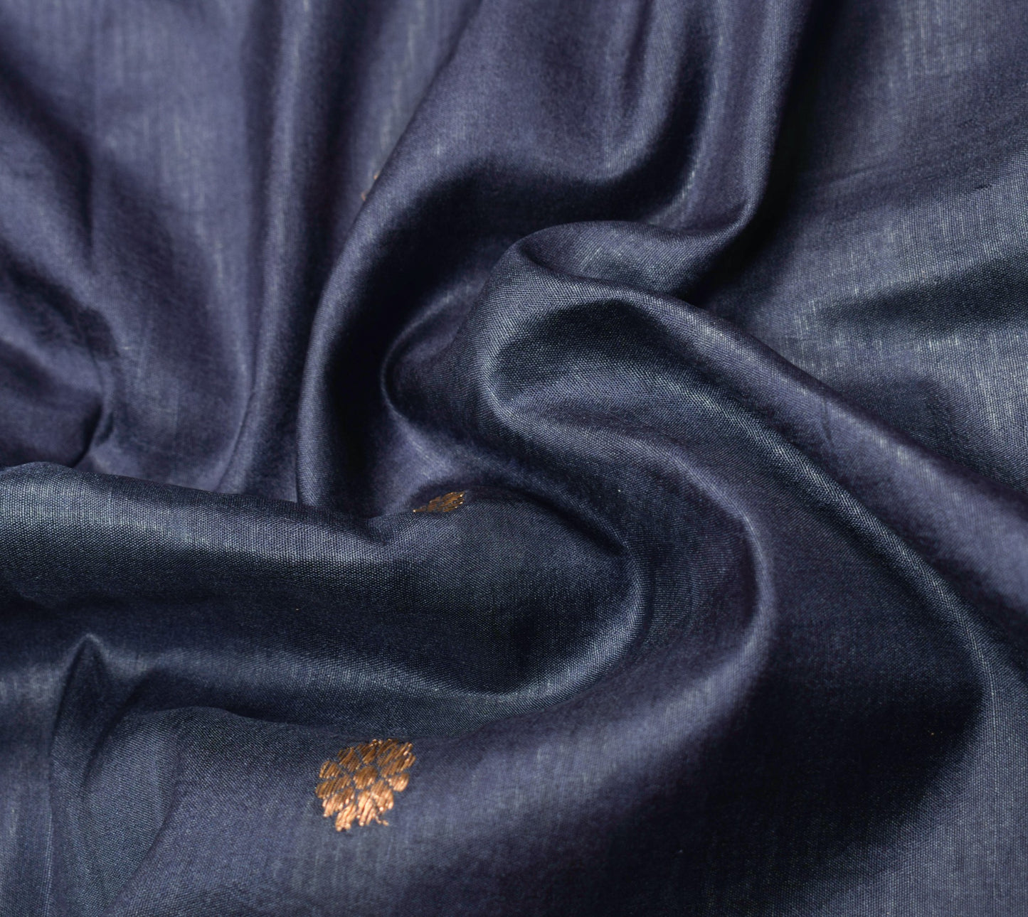 Sushila Vintage Zari Brocade Sari Remnant Scrap Pure Silk Blue Soft Craft Fabric