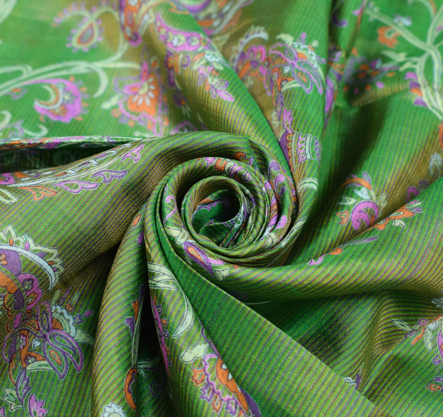 Sushila Vintage Green Saree 100% Pure Silk Printed Soft Floral 5 YD Craft Fabric