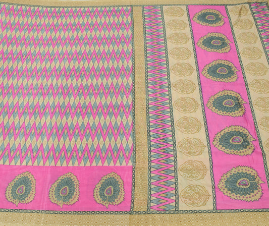 Sushila Vintage Multi-Color Saree Blend Crepe Silk Printed Soft Craft Fabric