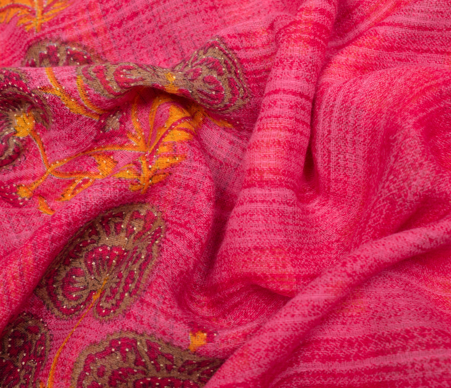 Sushila Vintage Dark Pink Saree 100%Pure Cotton Printed Floral Soft Craft Fabric