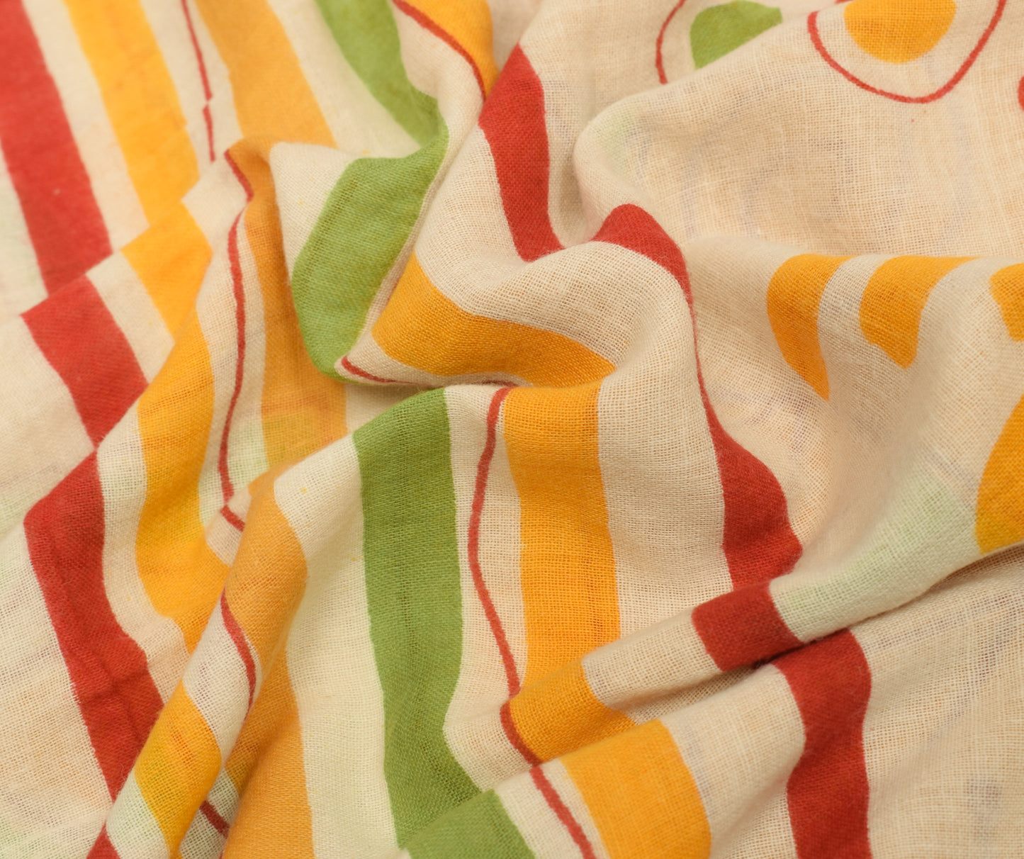 Sushila Vintage Cream Saree 100% Pure Cotton Printed Floral Soft Craft Fabric