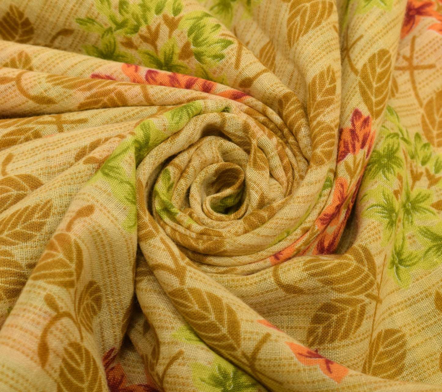 Sushila Vintage Brown Saree 100% Pure Cotton Printed Floral Soft Craft Fabric