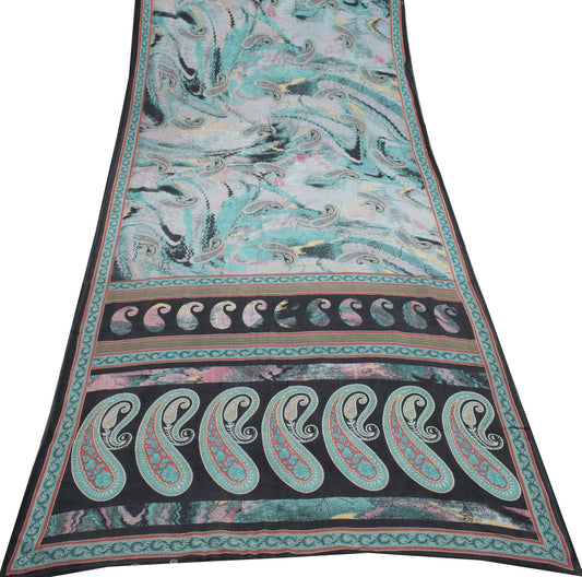 Sushila Vintage Indian Saree 100% Pure Cotton Printed Paisley Soft Craft Fabric