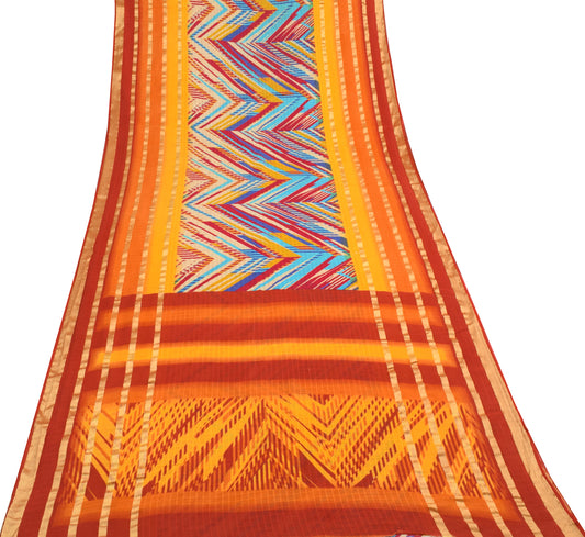 Sushila Vintage Multi-Color Saree 100% Pure Cotton Printed Soft Craft Fabric