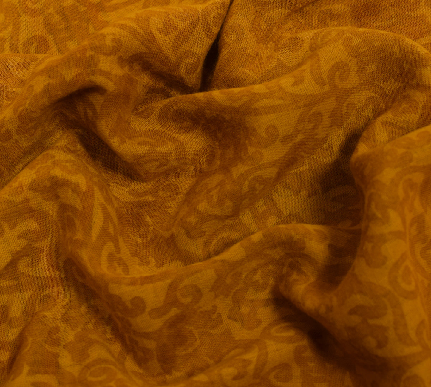 Sushila Vintage Mustard Saree 100% Pure Cotton Printed Floral Soft Craft Fabric