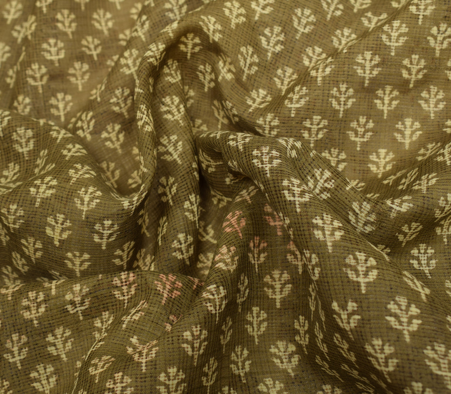 Sushila Vintage Green Indian Saree 100% Pure Cotton Printed Floral Craft Fabric