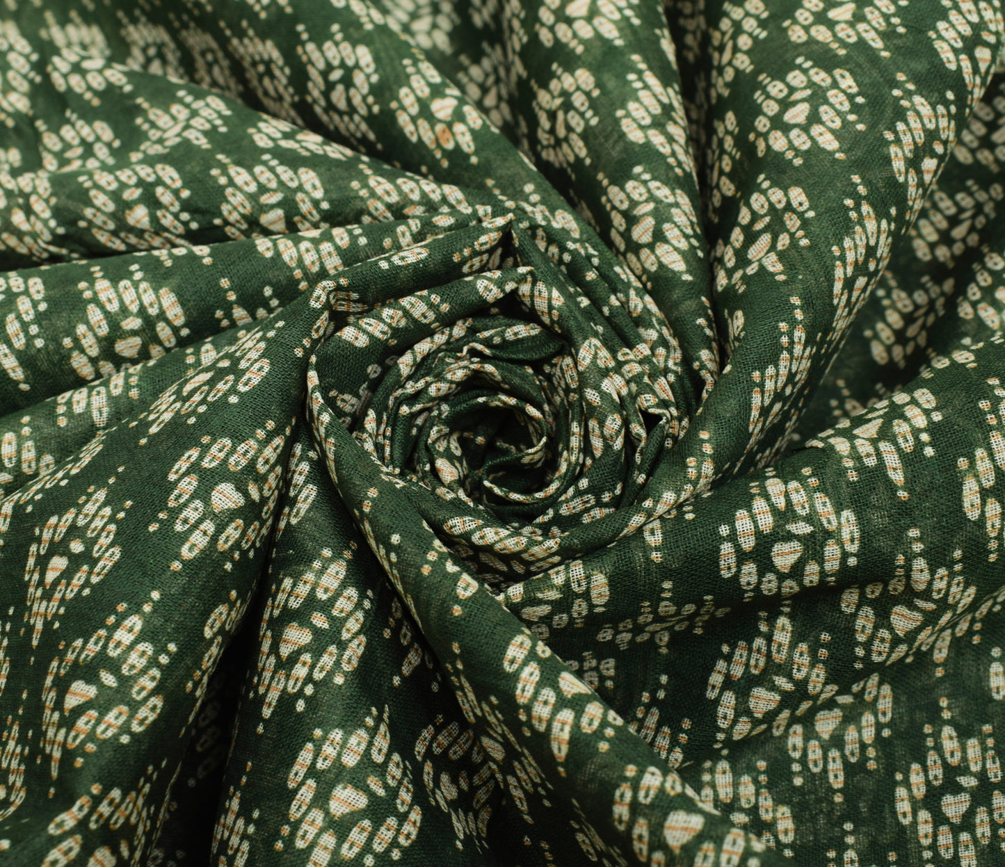 Sushila Vintage Henna Green Indian Saree 100% Pure Cotton Printed Craft Fabric