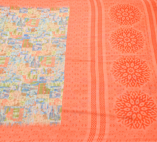 Sushila Vintage Multi-Color Saree 100% Pure Cotton Printed Soft Craft Fabric