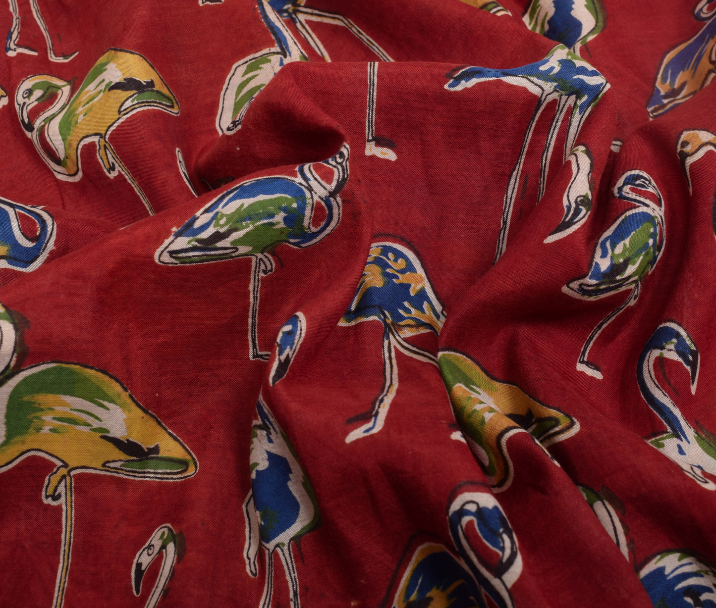 Sushila Vintage Saree 100% Pure Cotton Maroon Kalamkari Printed 5 YD Soft Fabric