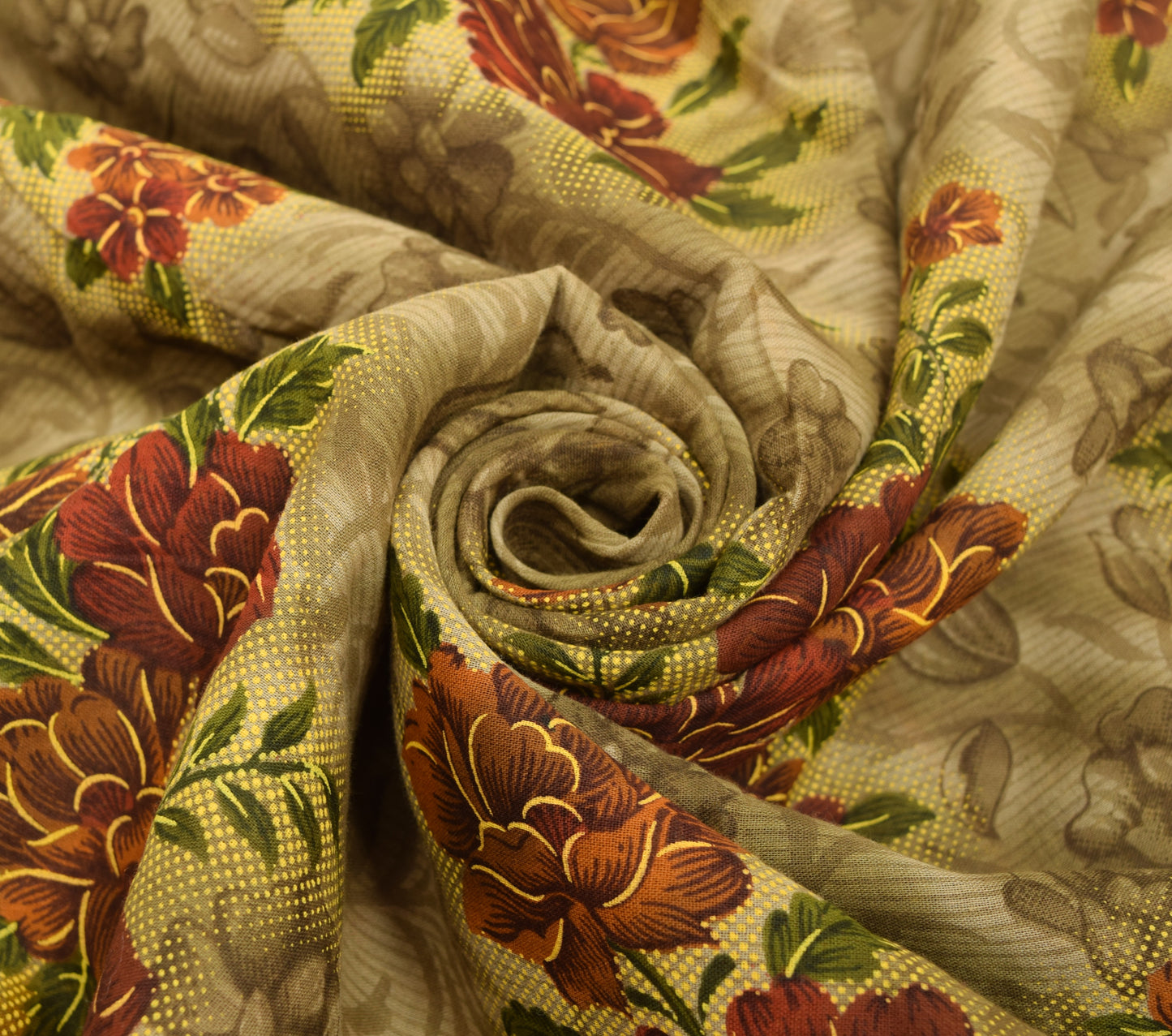 Sushila Vintage Green Floral Indian Saree 100% Pure Cotton Printed Craft Fabric