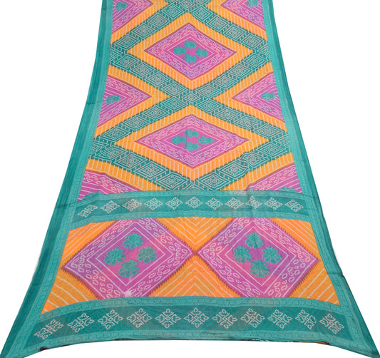 Sushila Vintage Multi-Color Saree 100% Pure Cotton Bandhani Printed Soft Fabric