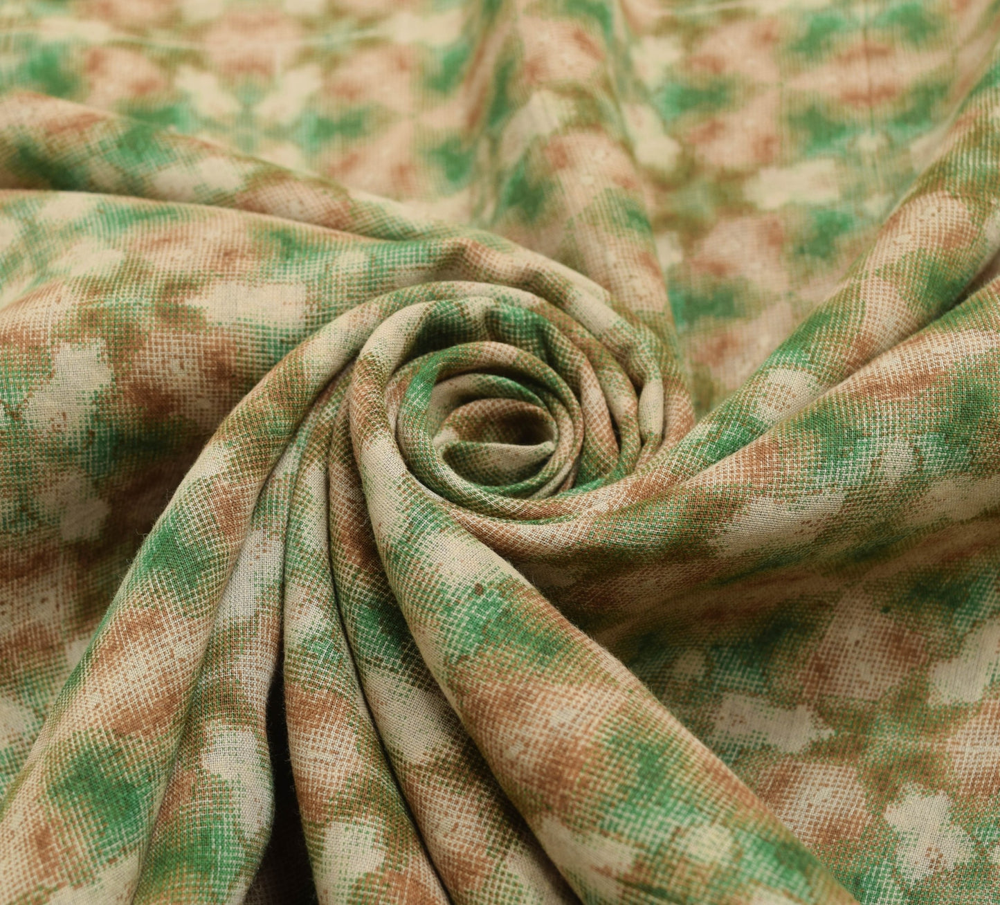 Sushila Vintage Green Antique Indian Saree 100% Pure Cotton Printed Craft Fabric