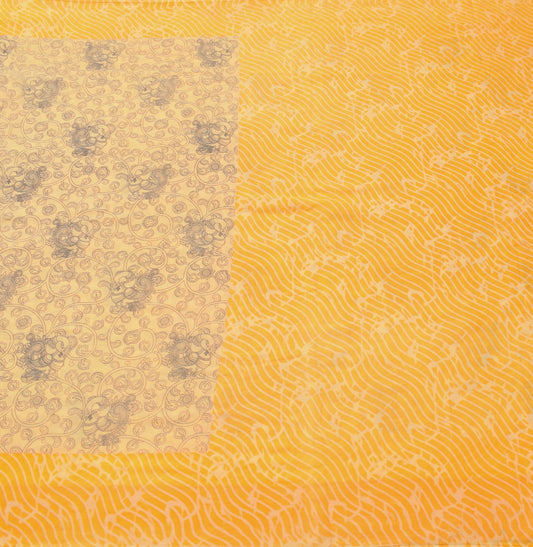 Sushila Vintage Yellow Saree Pure Cotton Kalamkari Printed Peacock Soft Fabric
