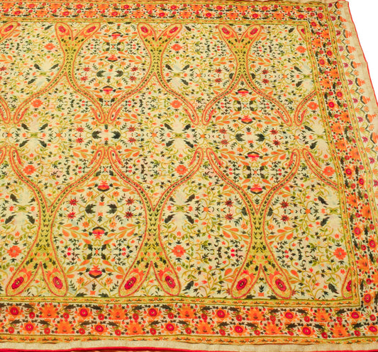 Sushila Vintage Saree Pure Georgette Silk Printed Cream Floral Daily Wear Fabric