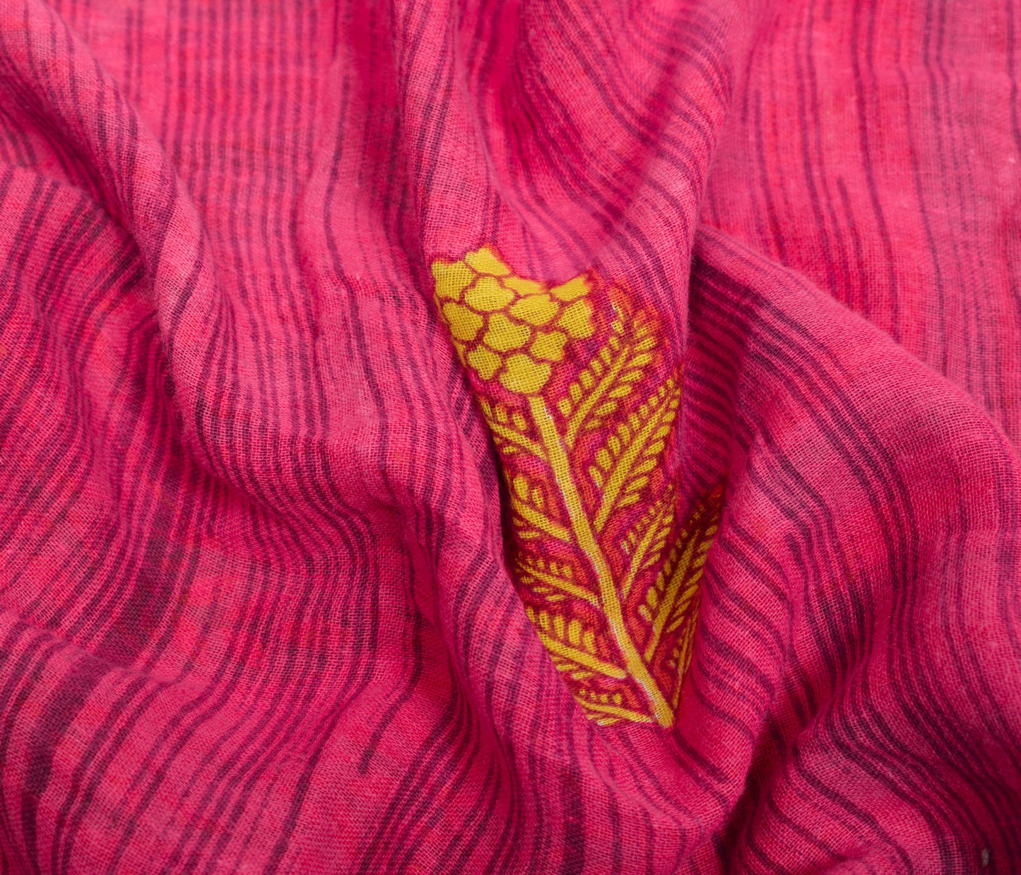 Sushila Vintage Magenta Floral Saree 100% Pure Cotton Printed Soft Craft Fabric