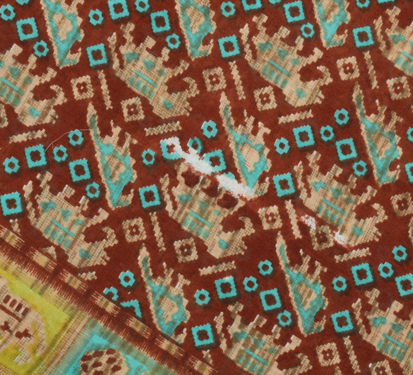 Sushila Vintage Brown Saree Pure Cotton Birds Animal Printed Soft Craft Fabric